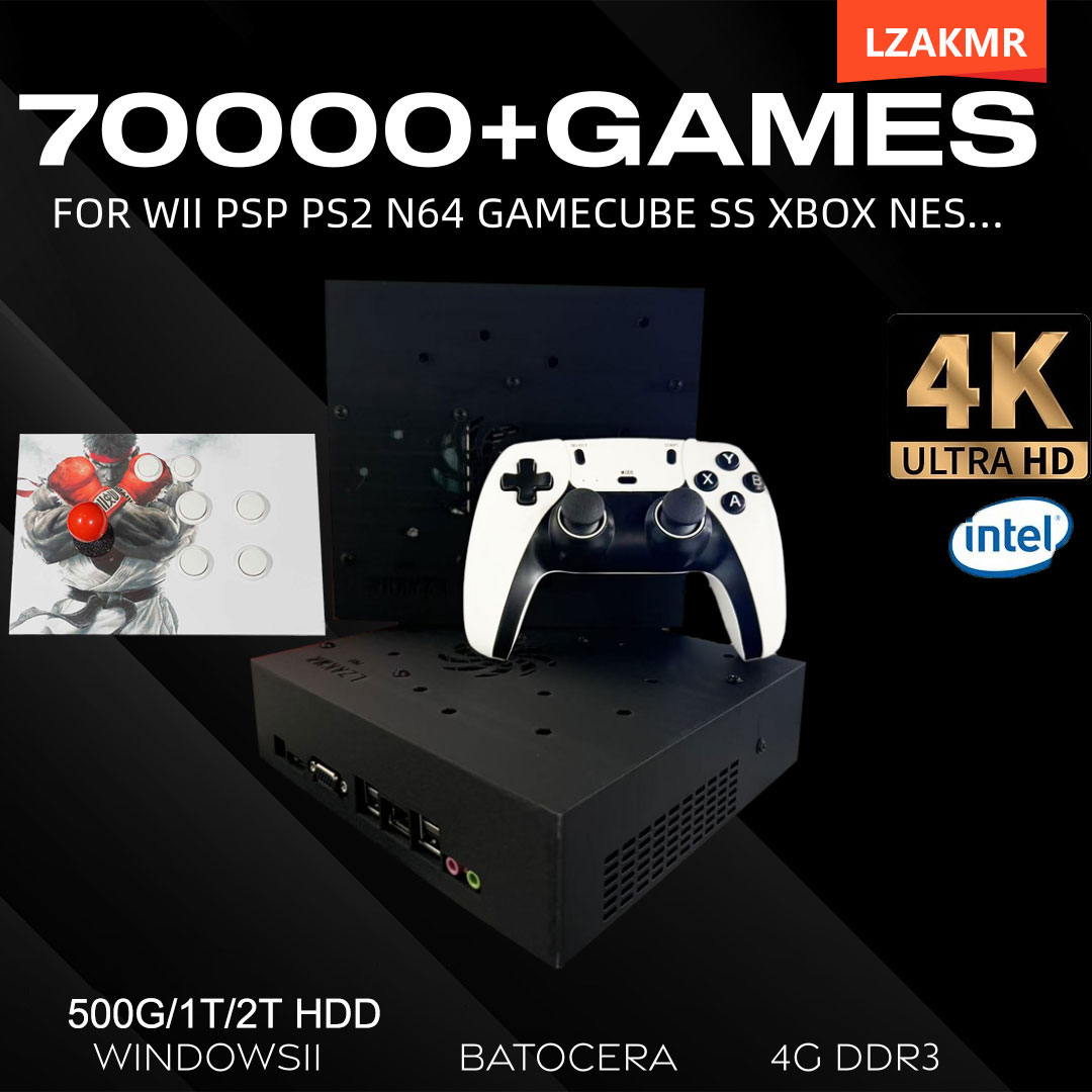 Gaming Console Cartoon - Retro Gaming Console 70000+ Games 2TB