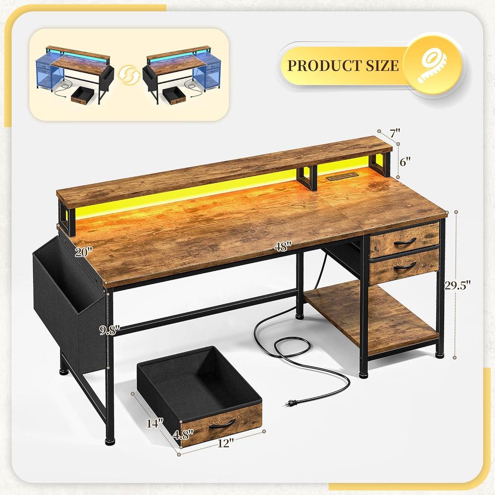 Compact 48 Gaming Desk with Wi - Led Gaming Light Strip recension och pris
